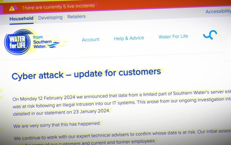 British Utility Southern Water Says Hackers Stole Personal Data Of